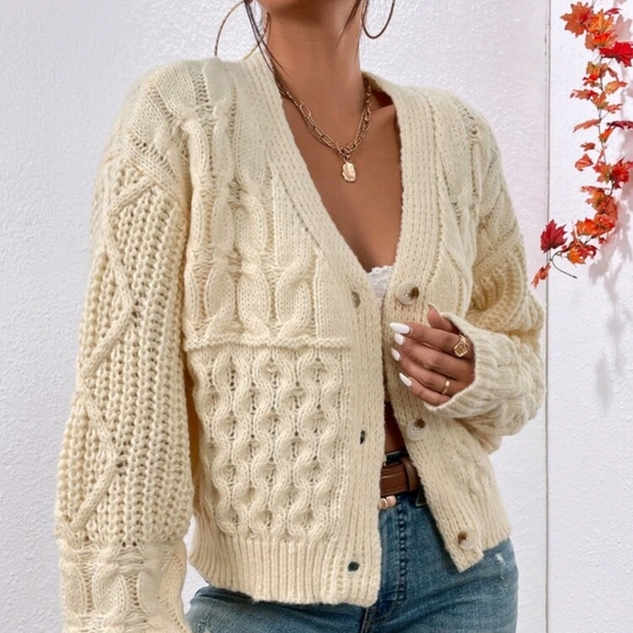 Chunky Knit Drop Shoulder Cardigan - Picture 3 of 4